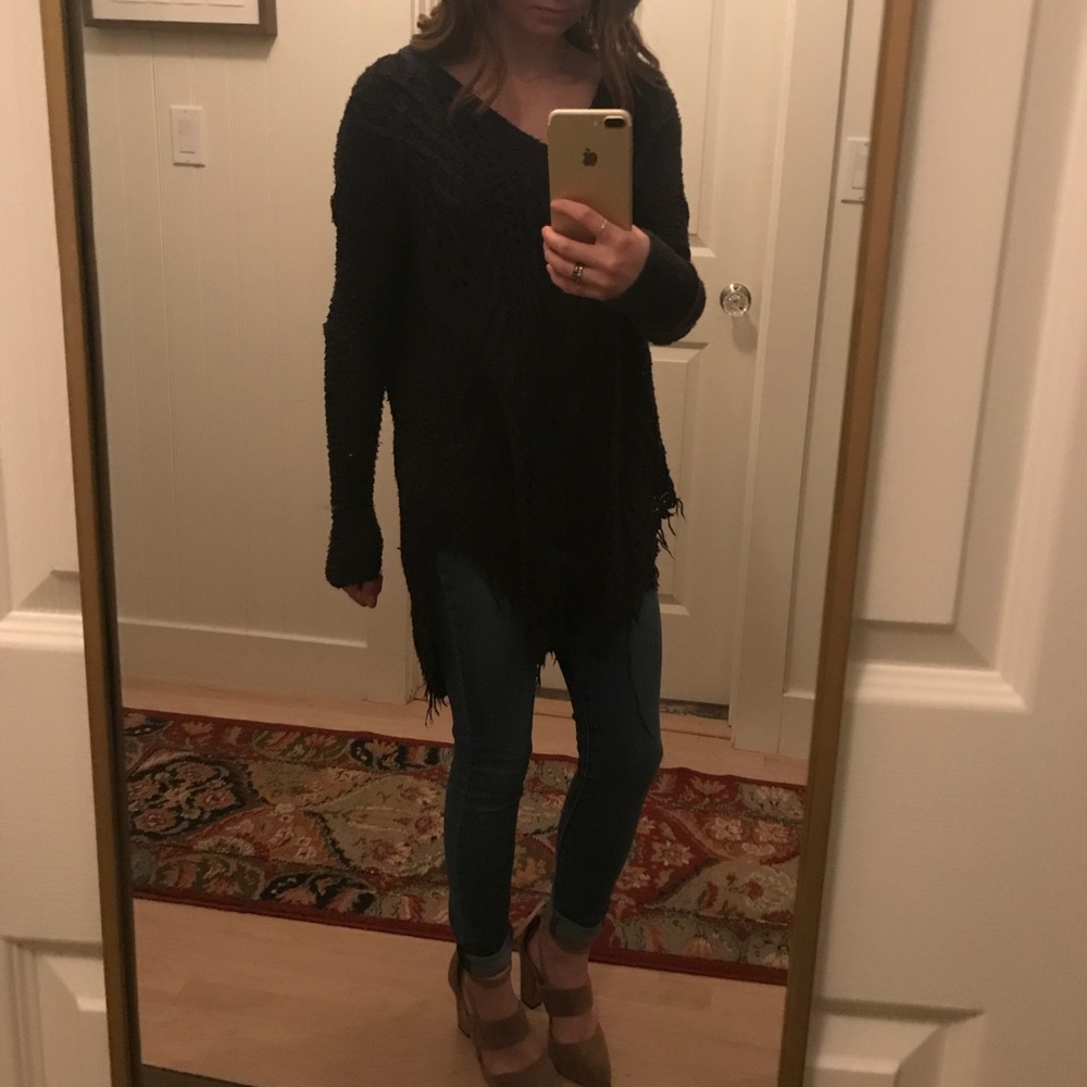 Chunky black knit Free People sweater